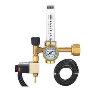 CO2 pressure regulator with flow meter, gauge and 230V solenoid valve